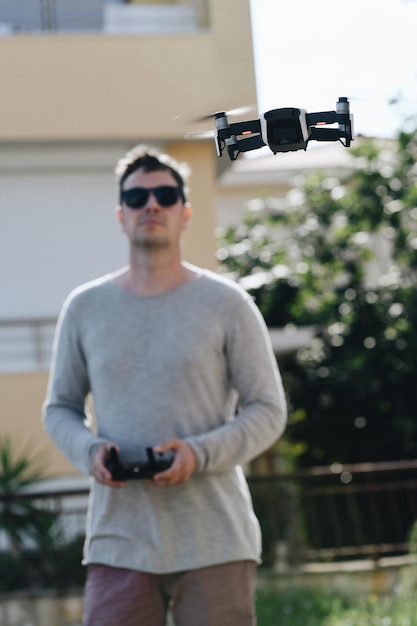 Aerial drone in flight